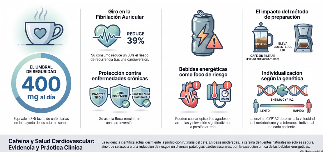 Cafeína, café y bebidas energéticas, riesgos y beneficios cardiovasculares