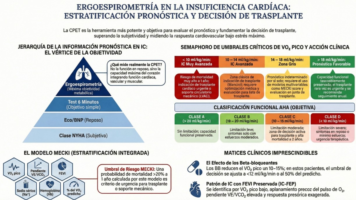 Ergoespirometría en la insuficiencia cardiaca: estratificación pronóstica y trasplante (píldora) (Aula Ergoespiro)