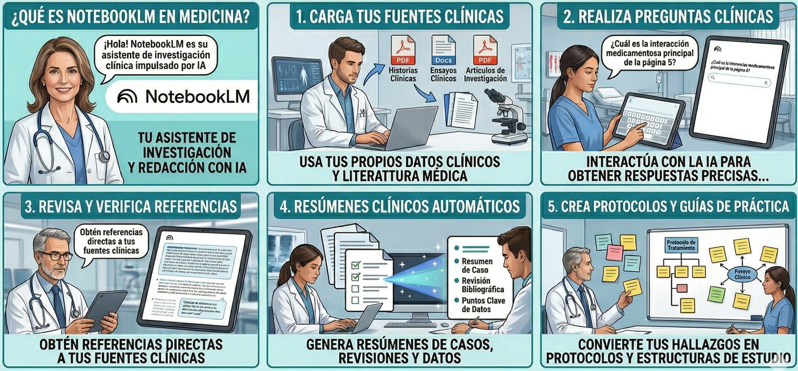 NotebookLM para médicos y enfermeros: guía completa 2026