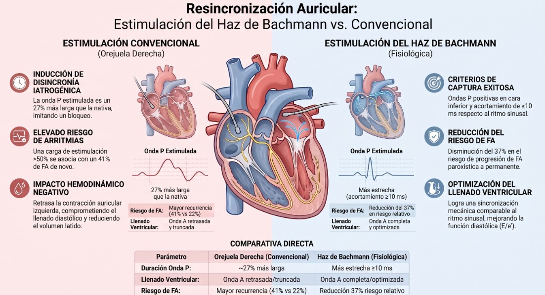 Resincronización auricular: Bachmann vs. Convencional