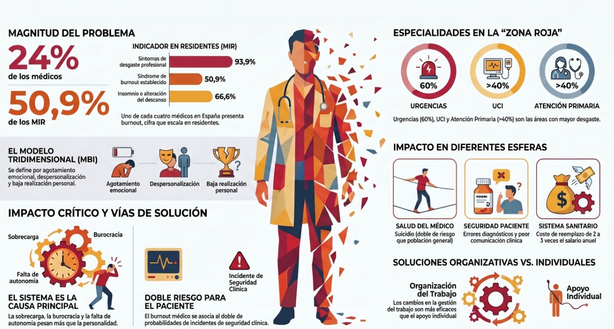 Burnout médico en España: epidemiología, especialidades de riesgo, consecuencias y soluciones
