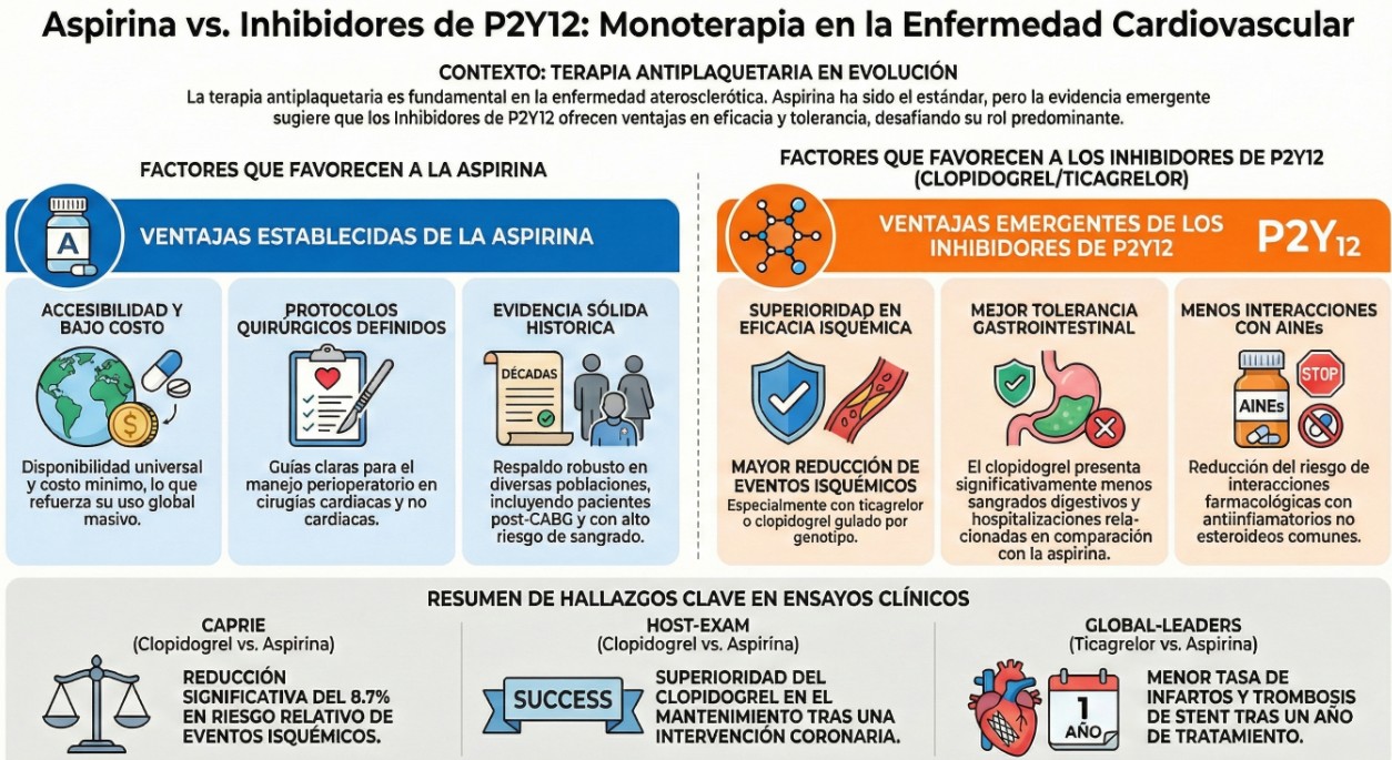 Aspirina vs. Inhibidores de P2Y12