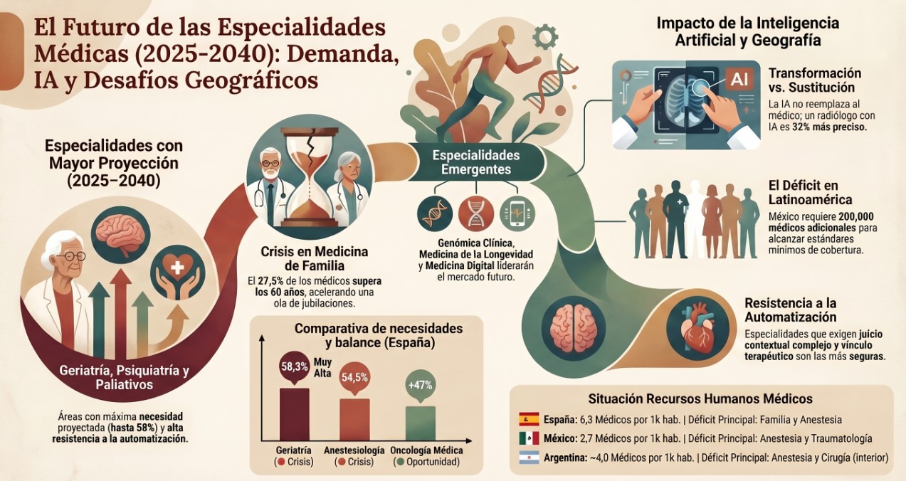 Especialidades médicas con más futuro: quién falta, quién sobra y cómo lo cambiará todo la inteligencia artificial