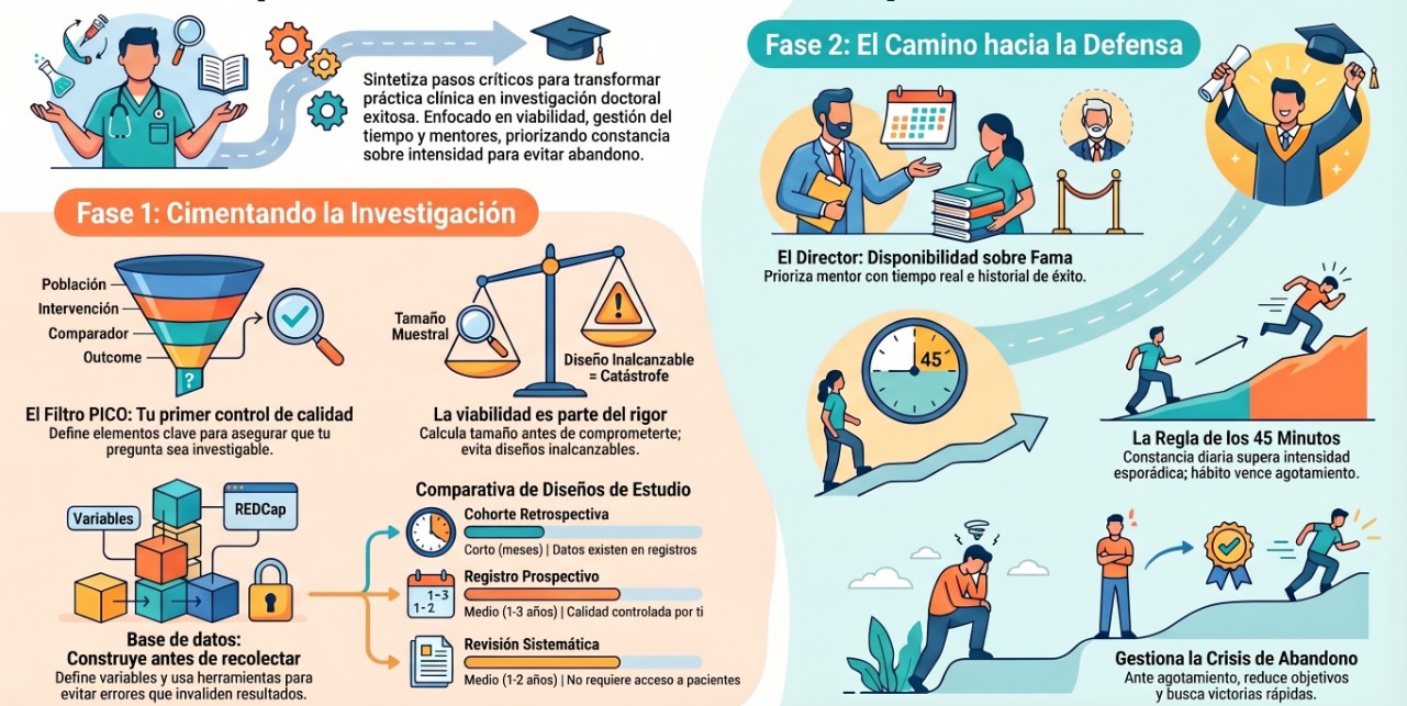 De la idea clínica a la tesis doctoral en cardiología: guía práctica para el médico en activo
