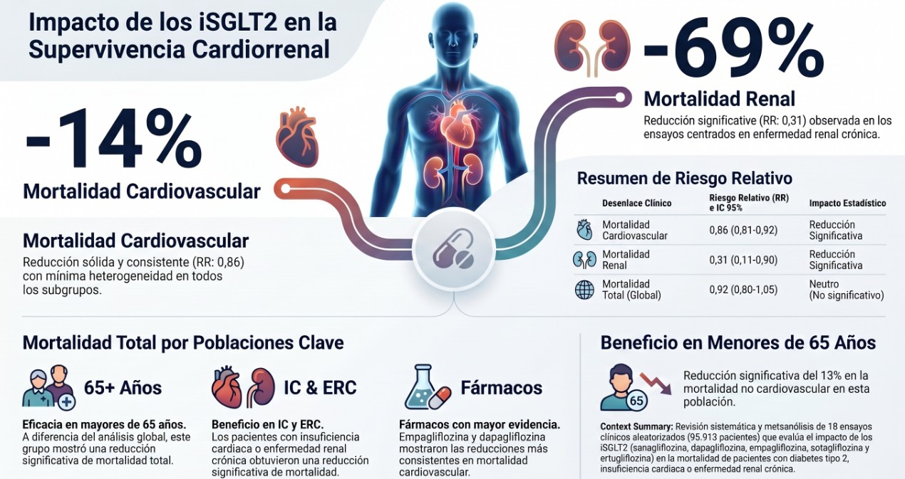 Impacto iSGLT2 en supervivencia cardiorrenal