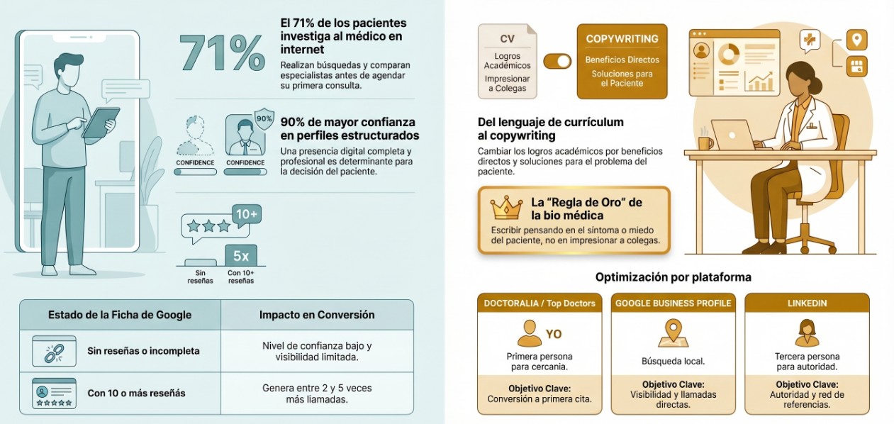 Cómo escribir tu perfil médico online para generar confianza y llenar tu consulta privada