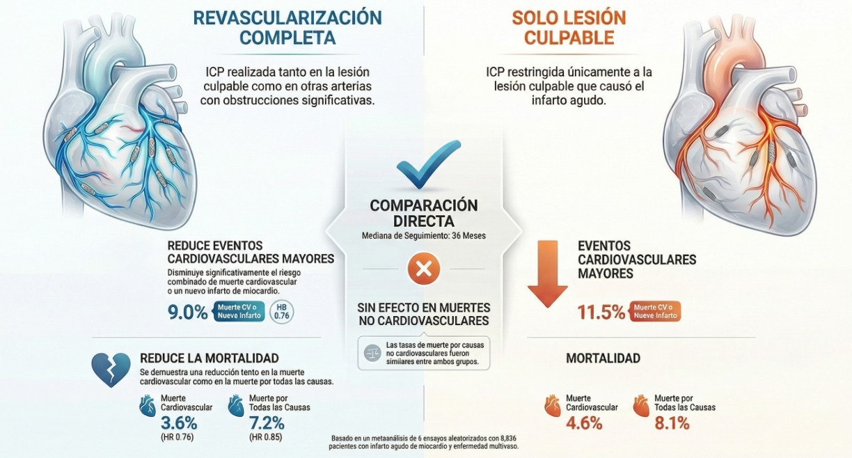 Revascularización completa versus solo lesión
