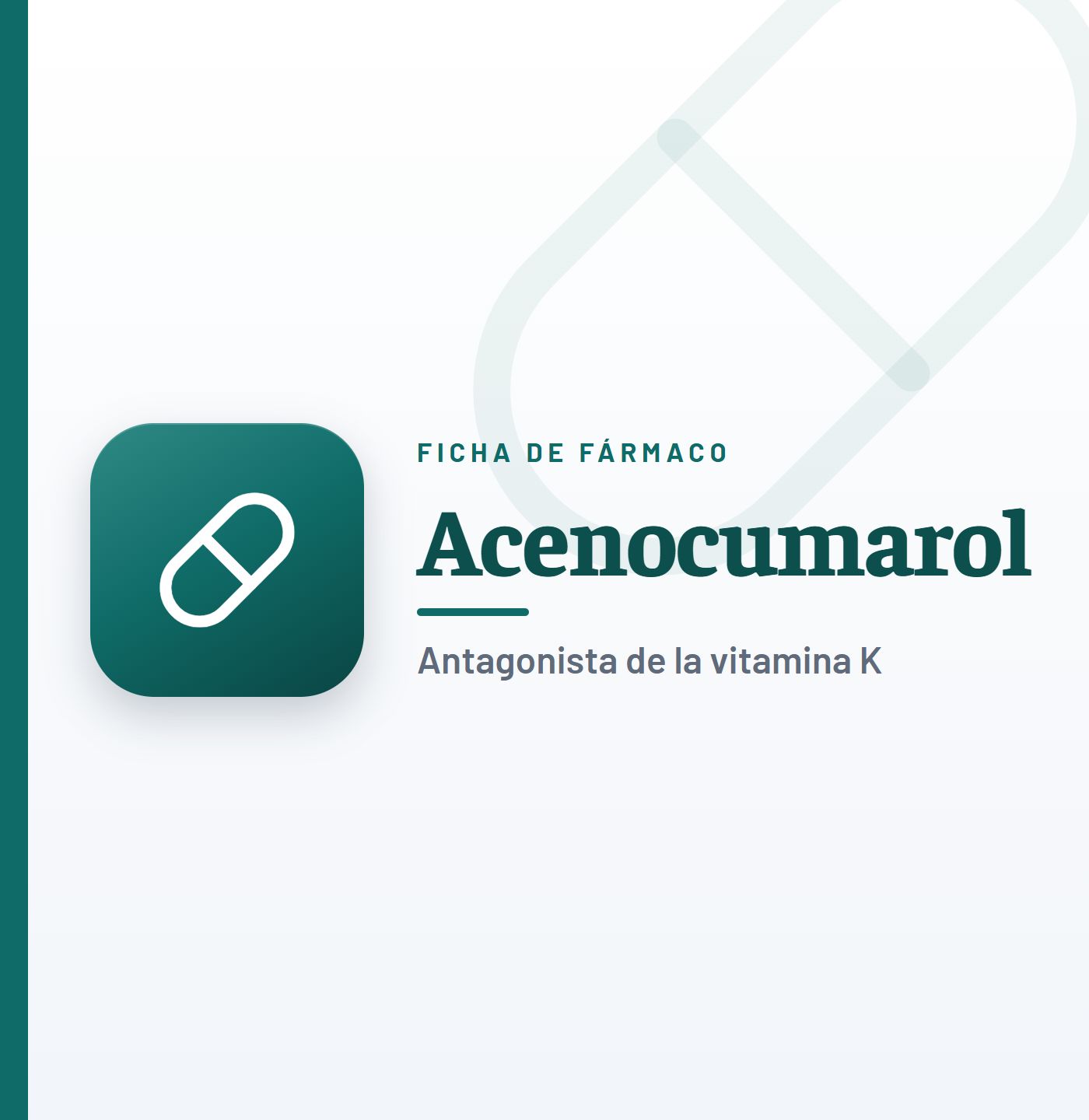 Ficha de fármaco de acenocumarol (antagonista de la vitamina K) en CardioTeca