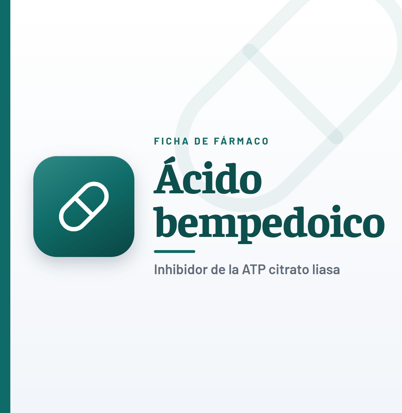 Ficha de fármaco de ácido bempedoico (inhibidor de la ATP citrato liasa) en CardioTeca