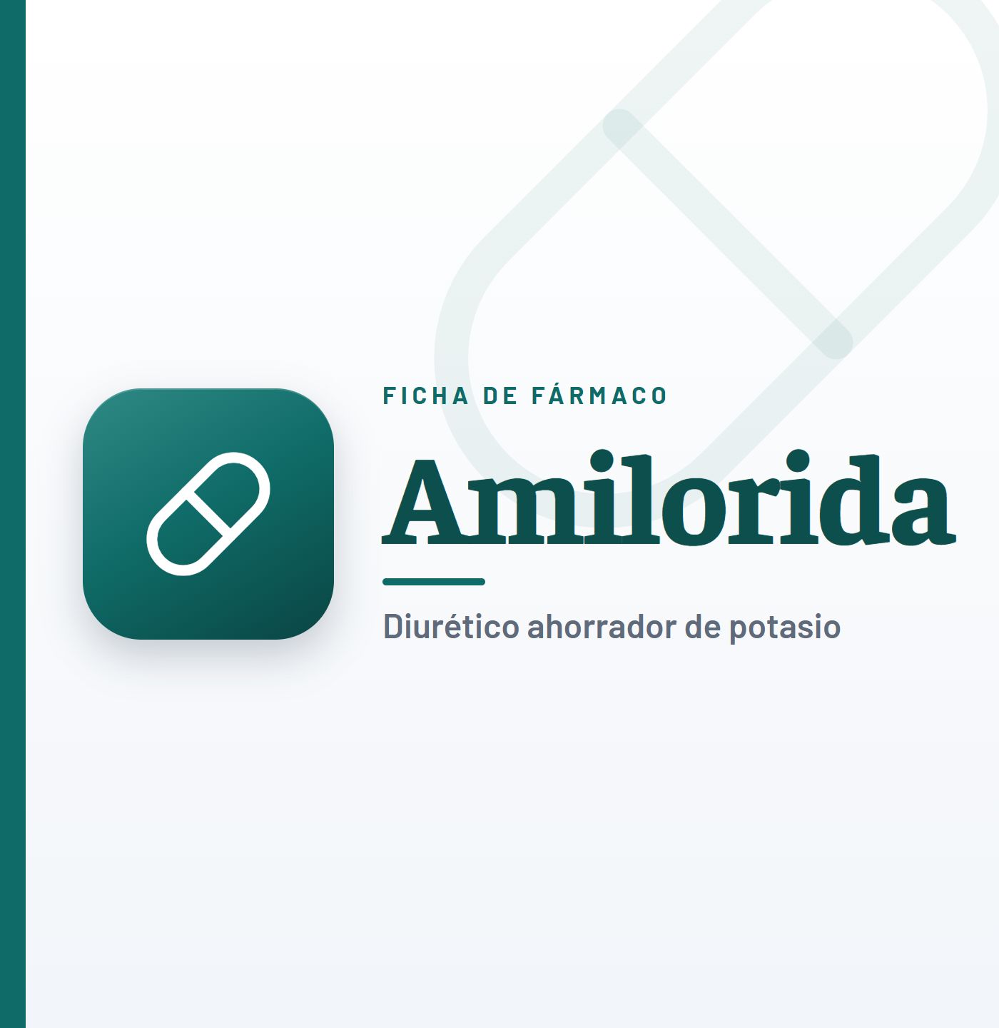 Ficha de fármaco de amilorida (diurético ahorrador de potasio) en CardioTeca