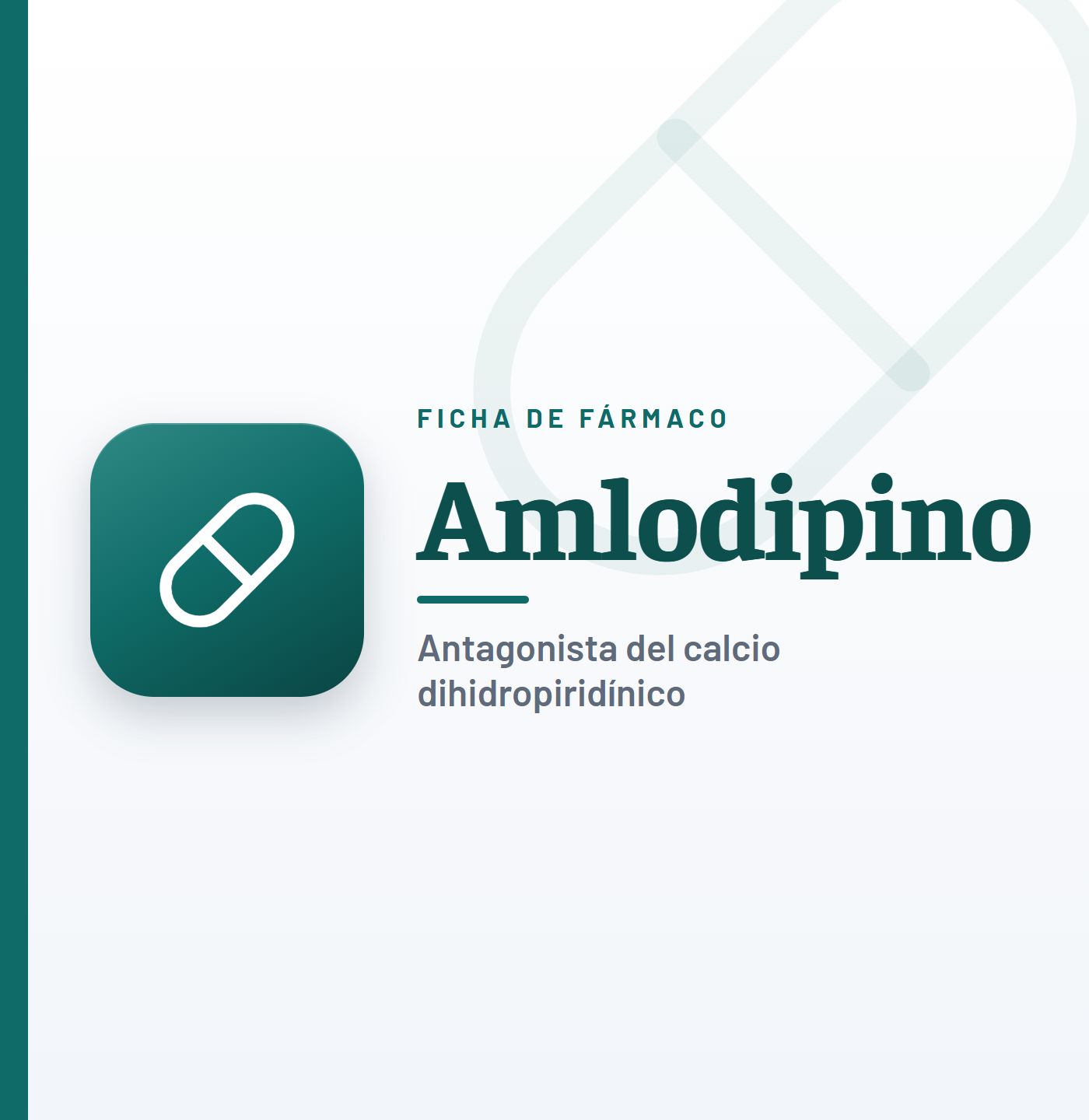 Ficha de fármaco de amlodipino (antagonista del calcio dihidropiridínico) en CardioTeca