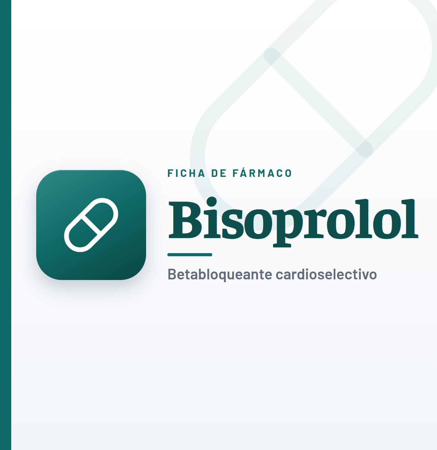 Ficha de fármaco de bisoprolol (betabloqueante cardioselectivo) en CardioTeca