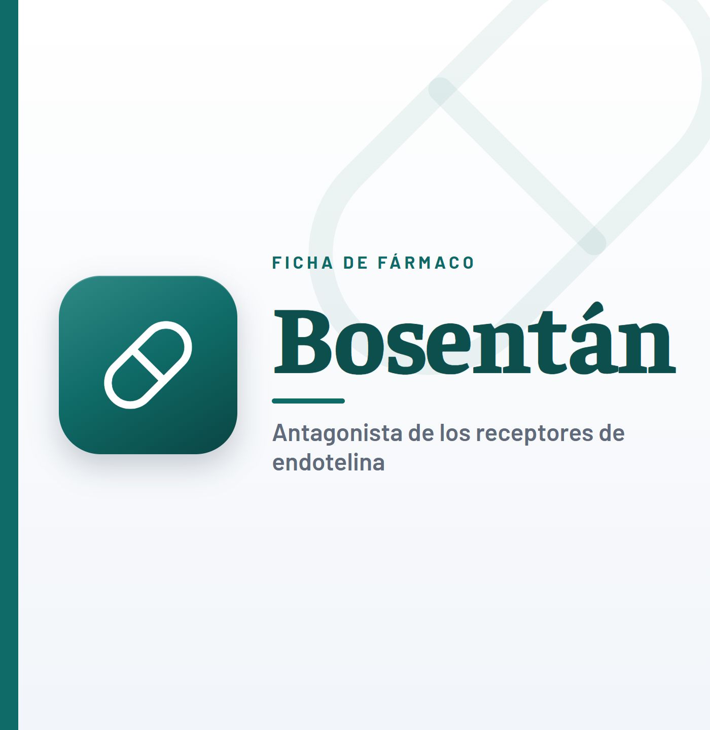 Ficha de fármaco de bosentán (antagonista de los receptores de endotelina) en CardioTeca