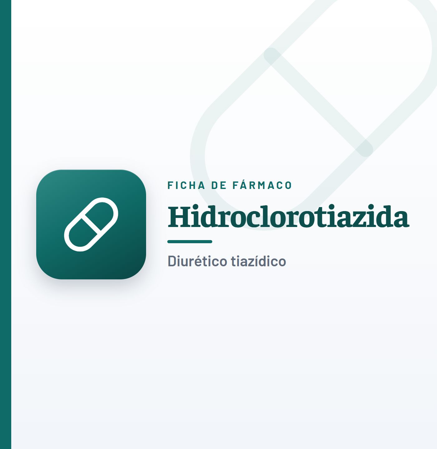 Ficha de fármaco de hidroclorotiazida (diurético tiazídico) en CardioTeca