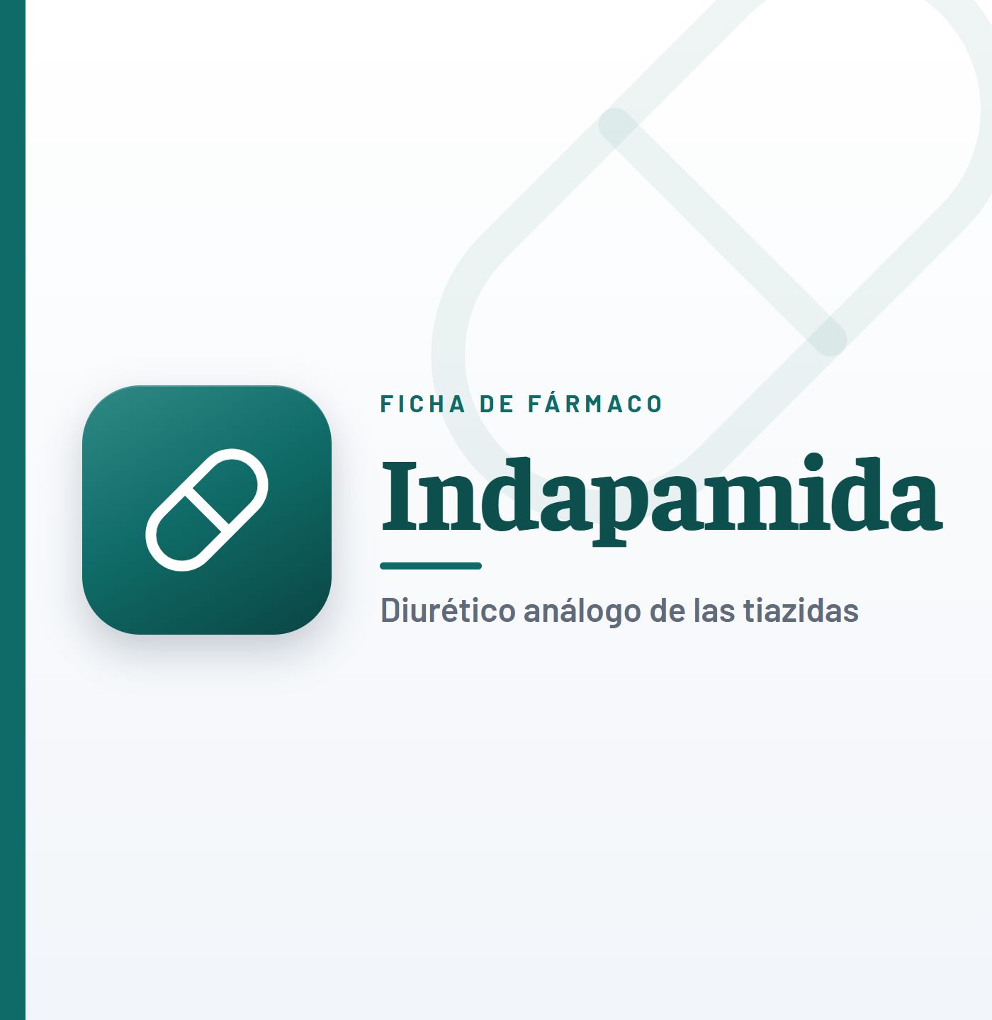 Ficha de fármaco de indapamida (diurético análogo de las tiazidas) en CardioTeca