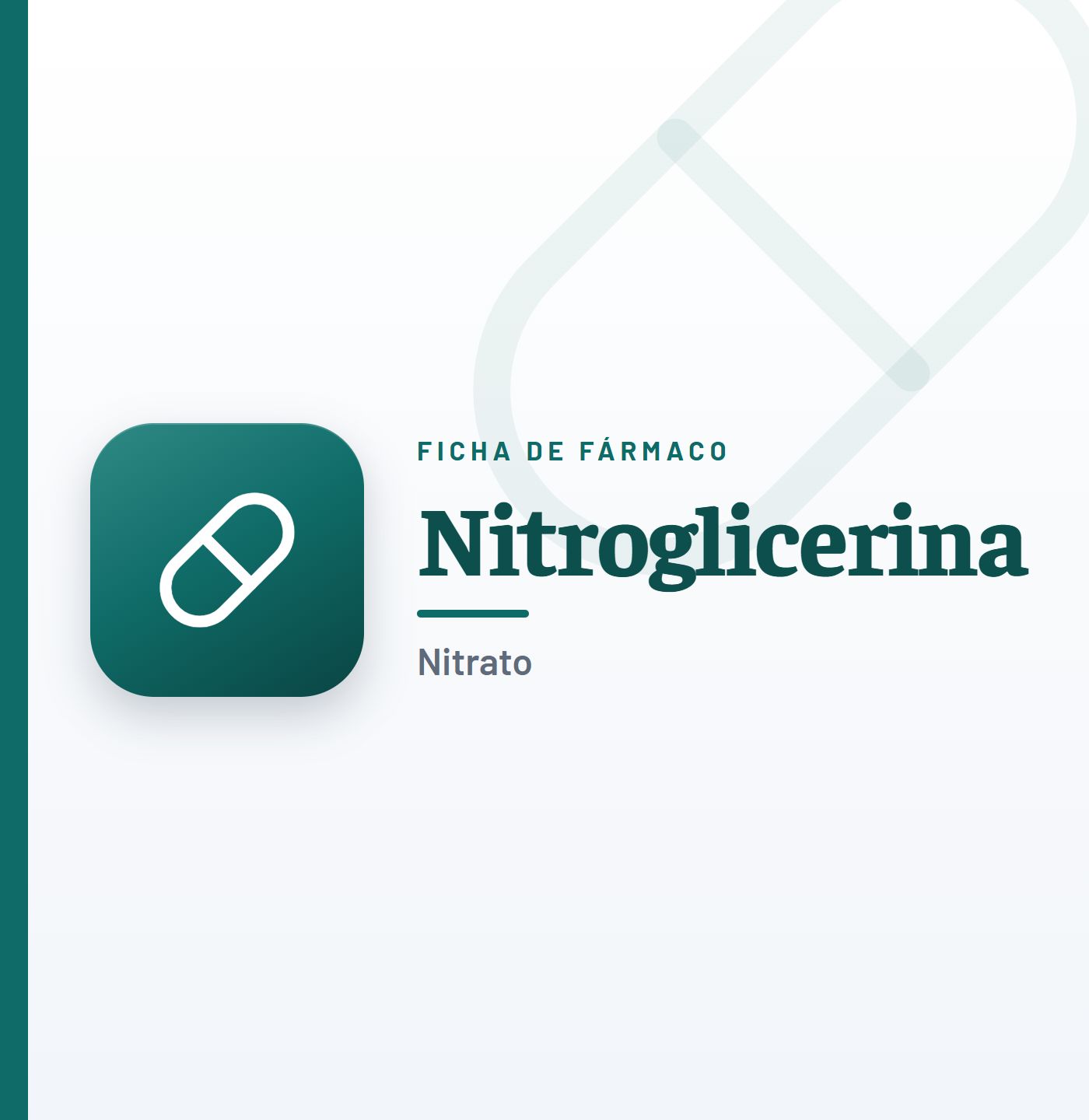 Ficha de fármaco de nitroglicerina (nitrato) en CardioTeca
