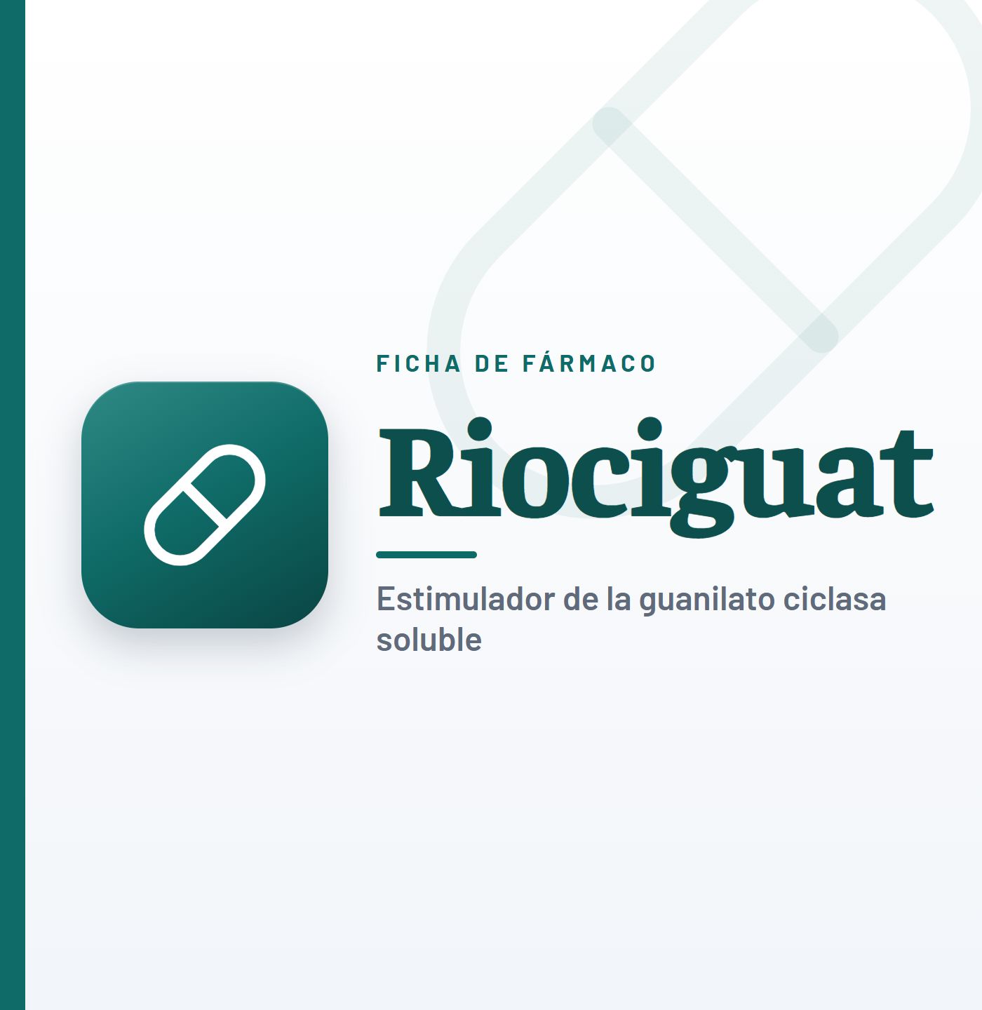 Ficha de fármaco de riociguat (estimulador de la guanilato ciclasa soluble) en CardioTeca