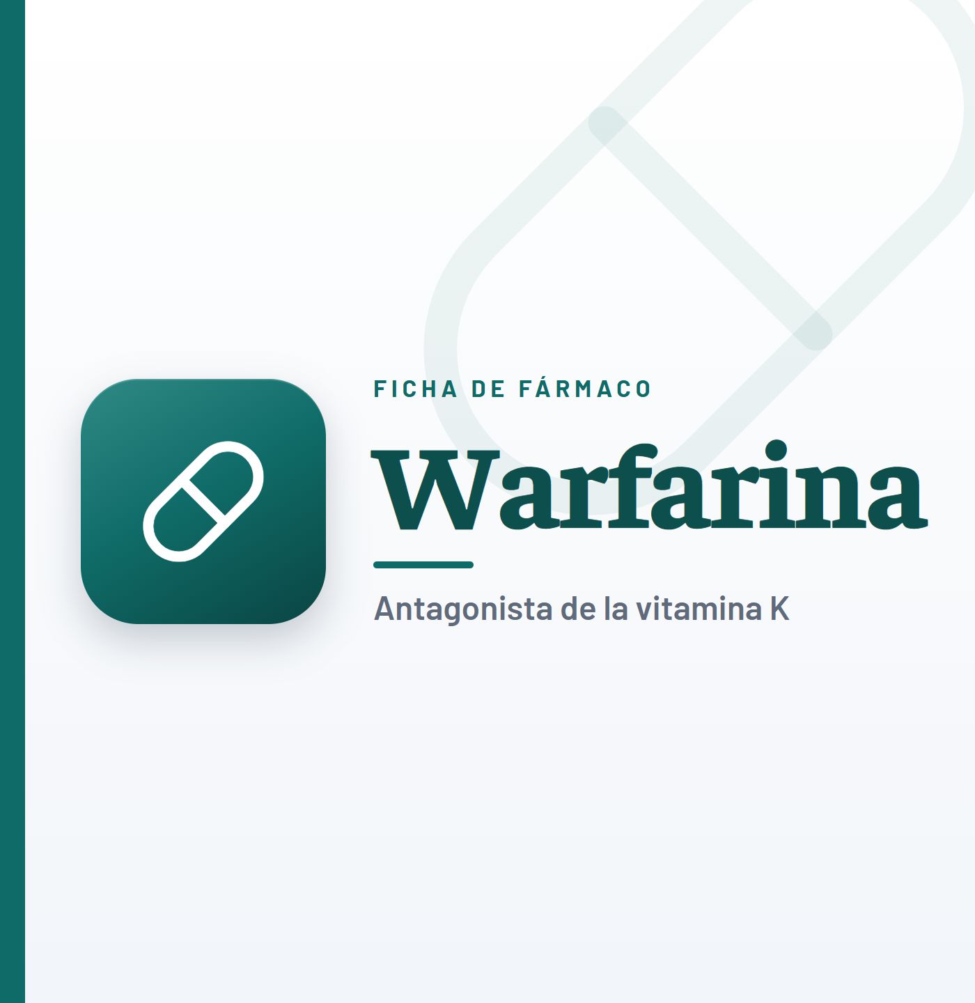Ficha de fármaco de warfarina (antagonista de la vitamina K) en CardioTeca