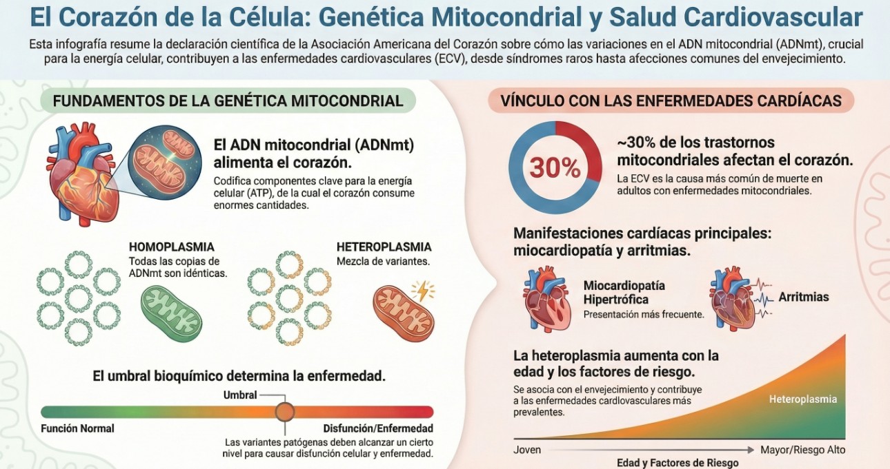 Genética mitocondrial y salud cardiovascular: lo que debe saber el cardiólogo