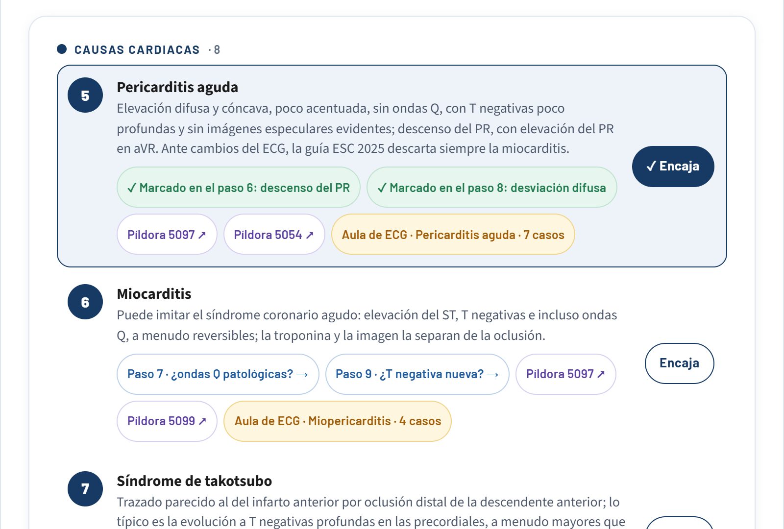 El mismo paso, más abajo: las píldoras de Javier Higueras para repasar la elevación del ST, tres casos del Aula de ECG para practicarla y las recomendaciones de la guía ESC 2023 de síndromes coronarios agudos con su clase y su nivel de evidencia