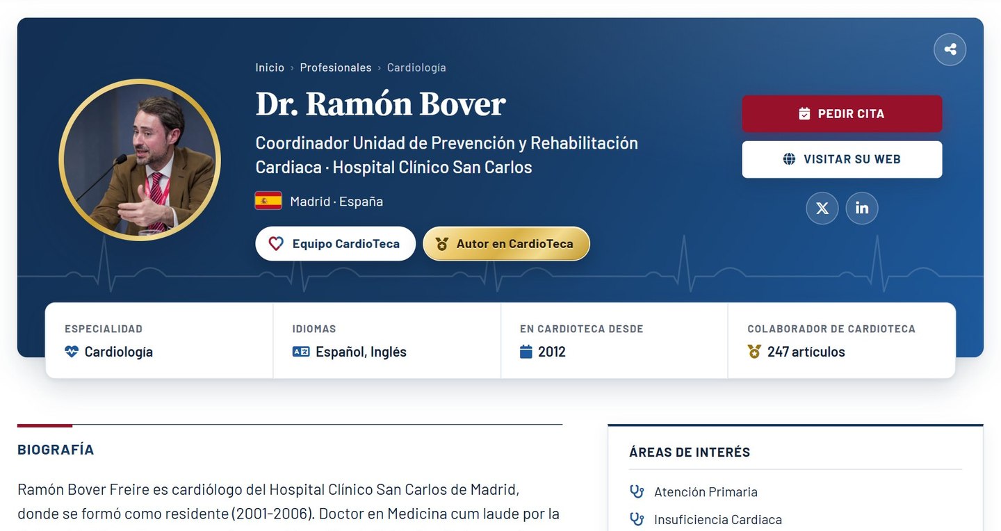 Ejemplo de página profesional en CardioTeca